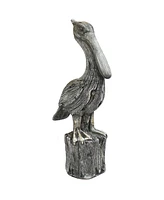 22-Inch Pelican's Perch Outdoor Garden Statue - Outside Nautical Yard Decor - Polystone Ocean and Beach Bird Animal Backyard and Lawn Ornament