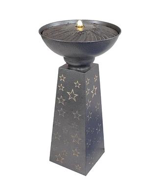 Starry Sky 31.25" H Galvanized Iron Bird Bath Fountain with Led Lights - Electric Submersible Pump Included