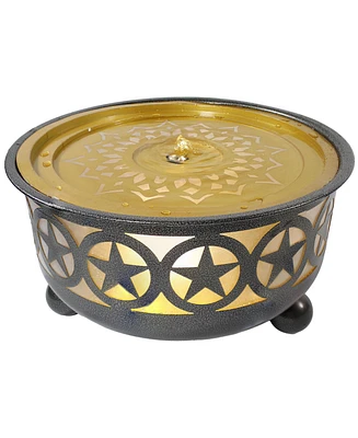 All Star 25.25" Diameter x 14.25" H Galvanized Iron Bowl Outdoor Water Fountain with Led Lights - Electric Submersible Pump Included