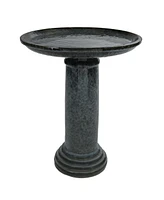 Toulon Outdoor Ceramic Bird Bath - 24.5" H - Uv- and Frost-Resistant - Glazed Bowl - Black Mist Glaze