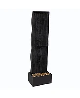 Curved Ridge Tall Indoor Water Fountain with Light and Electric Pump - Slate Modern Waterfall Fountain - 56" H