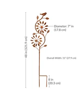Twirling Twigs Large Wind Spinners Outdoor for Garden - Spinner Yard Art with 2-Point Step-In Stake - 48" H
