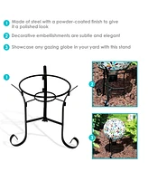 Black Steel Gazing Ball Stand Outdoor for 10-Inch or 12-Inch Garden Gazing Globes - 9-Inch H - Traditional