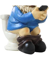 9.5" Cody The Funny Garden Gnome - Outdoor Gnome on The Throne Reading His Phone - Yard, Patio, Lawn, and Outdoor Decor