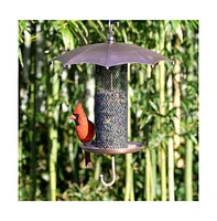 Copper Umbrella Bird Feeder with Mesh Tube for Seed and Bird Feeding Station