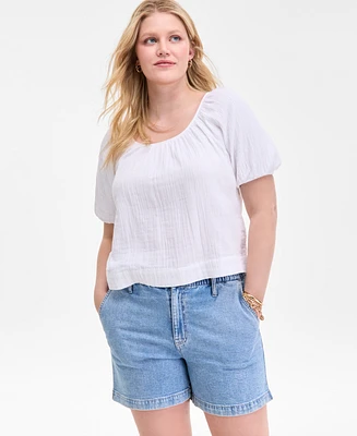 On 34th Women's Cotton Gauze Scoop-Neck Top, Exclusively at Macy's