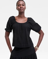 On 34th Women's Cotton Gauze Scoop-Neck Top, Exclusively at Macy's