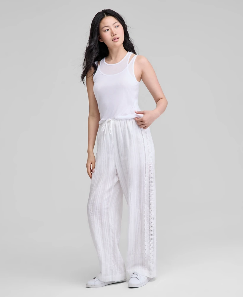 And Now This Women's Cotton Eyelet-Trim Drawstring Pants, Exclusively at Macy's