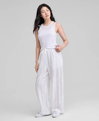 And Now This Women's Cotton Eyelet-Trim Drawstring Pants, Exclusively at Macy's