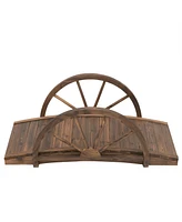 Farmhouse Half-Wheeled Stained Garden Bridge for Outdoor Landscaping and Decoration
