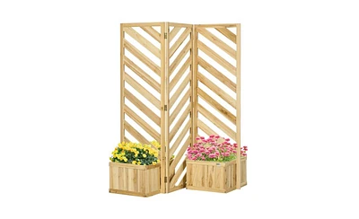 Rectangular Wooden Planter Box for Flowers and Herbs