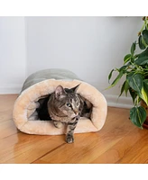 Armarkat Burrow Sleep Cat Bed, Soft Cave Bed For Dog And Cat, C15HHL/Mh, Sage Green & Beige