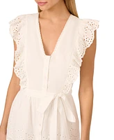 Adrianna by Papell Women's Cotton Scalloped Eyelet Mini Dress