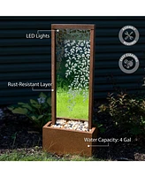 Wisteria Vines Outdoor Water Fountain with Lights - 47.25-Inch - Zinc Metal - Includes Warm White Led Lights