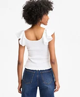 On 34th Women's Cotton Gauze Smocked Flutter-Sleeve Top, Exclusively at Macy's