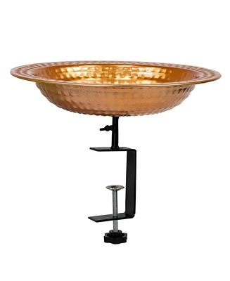 Copper Bird Bath for Outside - Outdoor Bird Bath for Deck Railing - 12" Diameter
