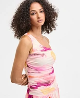 Bar Iii Women's Printed Mesh One-Shoulder Dress, Exclusively at Macy's
