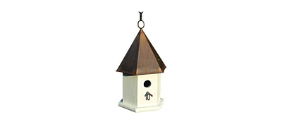Wooden Songbird Birdhouse with Copper Roof for Outdoor Garden Nesting