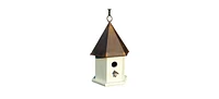Wooden Songbird Birdhouse with Copper Roof for Outdoor Garden Nesting