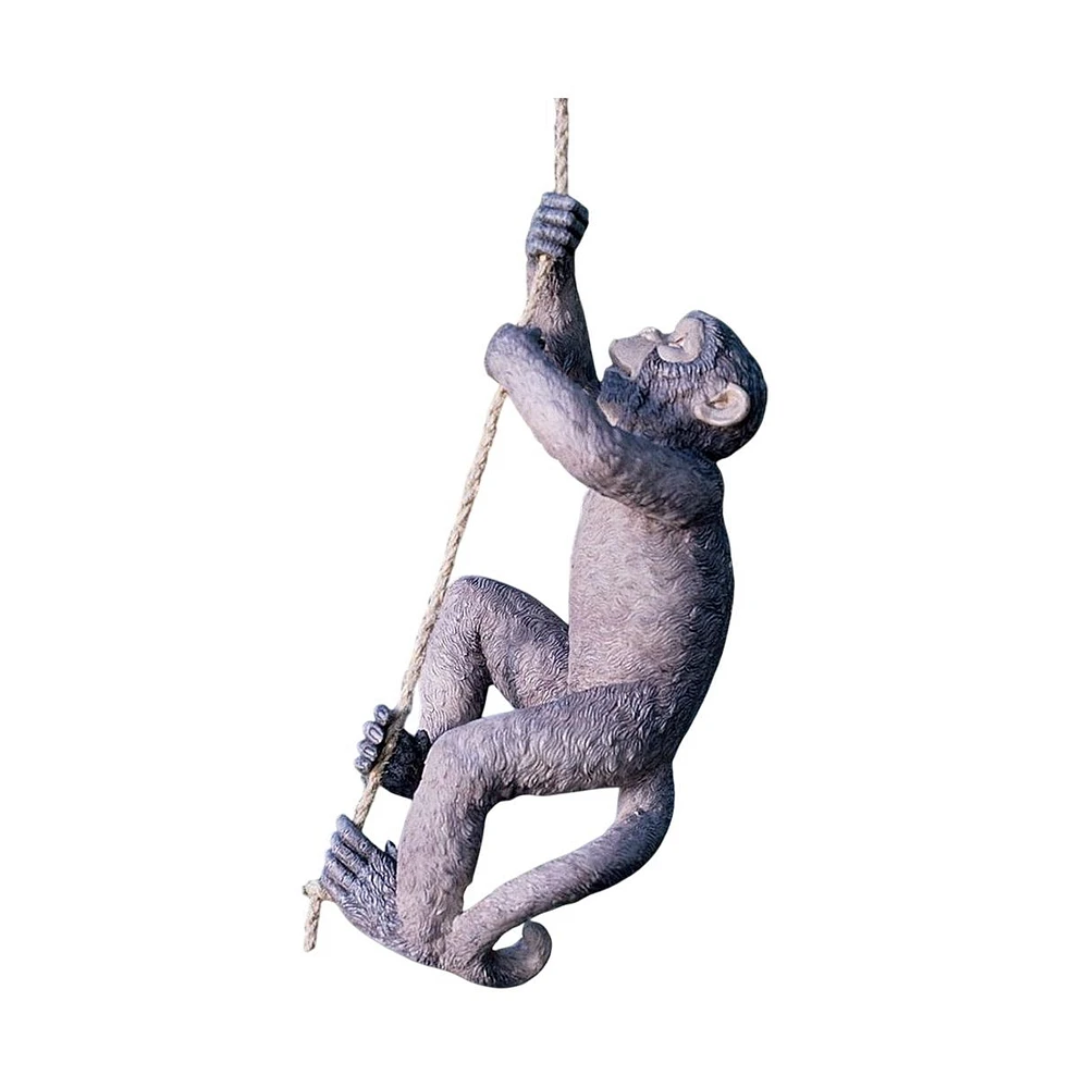 Outdoor Monkey Garden Statue Climbing Hemp Rope for Lawn and Patio Decor