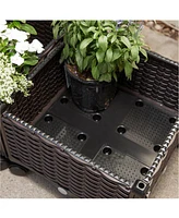 Modern 2-Piece Raised Garden Planter Box on Wheels for Indoor and Outdoor Use