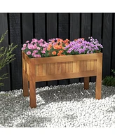 Wooden Raised Garden Bed Solid Wood Elevated Planter Box with Legs