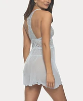 Jezebel Women's Renee Sheer Babydoll Nightgown 2 Piece Lingerie Set