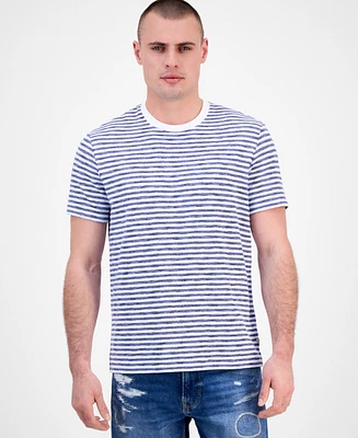 Guess Men's Baxter Short Sleeve Striped Crewneck T-Shirt