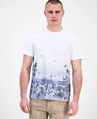 Guess Men's Short Sleeve Big Cat Paradise Graphic Crewneck T-Shirt