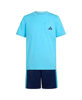 adidas Big Boys Short-Sleeve T-Shirt & Double-Knit Shorts, 2 Piece Set