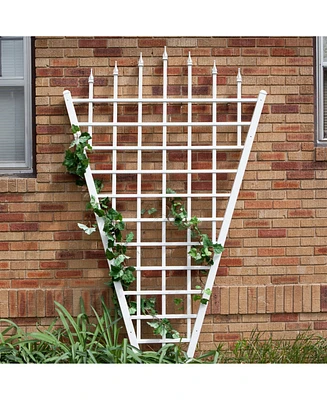 Fan-Shaped Garden Trellis with Pointed Finials for Climbing Plants and Outdoor Decor