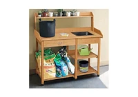 Outdoor Garden Wood Potting Bench Work Table with Sink