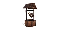 Outdoor Patio Garden Solid Wood Wishing Well Water Fountain with Pump