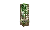 Wooden Planter Shelf with Storage for Flowers and Decor