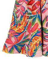 Rare Editions Toddler and Little Girls Tropical Stretch Print Dress