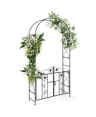 2-in-1 Garden Arbor with Door and Latch for Outdoor Lawn and Garden