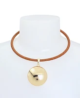 Robert Lee Morris Soho Gold Dome Pendant Leather Wire Necklace