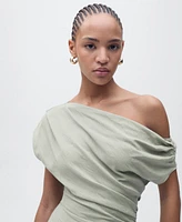 Mango Women's Asymmetrical Draped Short Dress