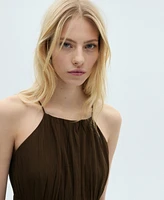 Mango Women's Gathered Waist Midi Dress