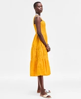 On 34th Women's Smocked Embroidered Eyelet Midi Dress, Exclusively at Macy's