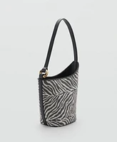 Mango Women's Zebra-Print Bucket Bag