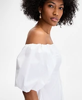 On 34th Women's Off-The-Shoulder Puff-Sleeve Midi Dress, Exclusively at Macy's