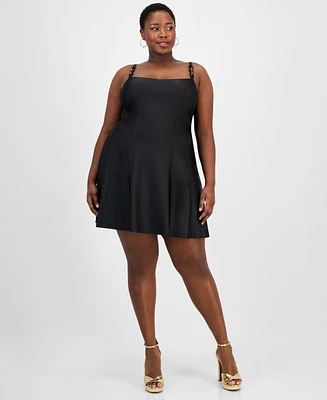 City Studios Trendy Plus Satin Chain-Strap Dress
