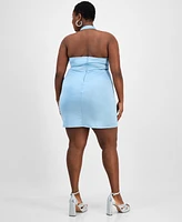 City Studios Trendy Plus Embellished Satin Halter Dress