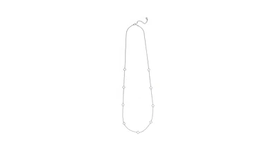 White Rhodium Open Cz Clover Station Long Necklace