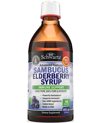 Elderberry Syrup for Kids & Adults, Natural Immune Support with Zinc and Vitamin C, Bioschwartz, Blueberry Pancake Flavor, 8 fl oz
