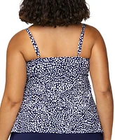 Island Escape Plus Dot-Print Tiered Tankini Top, Exclusively at Macy's