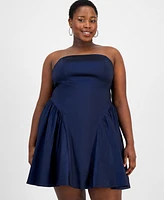 Emerald Sundae Trendy Plus Strapless Taffeta Dress