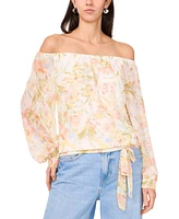 Vince Camuto Women's Printed Off-the-Shoulder Tied-Hem Top