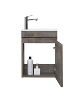 16" Wall-Mounted Floating Bathroom Vanity with Sink and Soft Close Doors